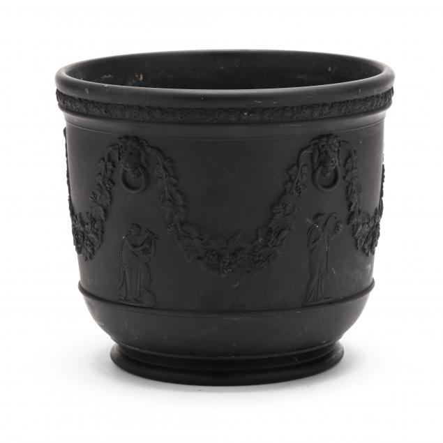 WEDGWOOD BLACK JASPERWARE CACHE POT