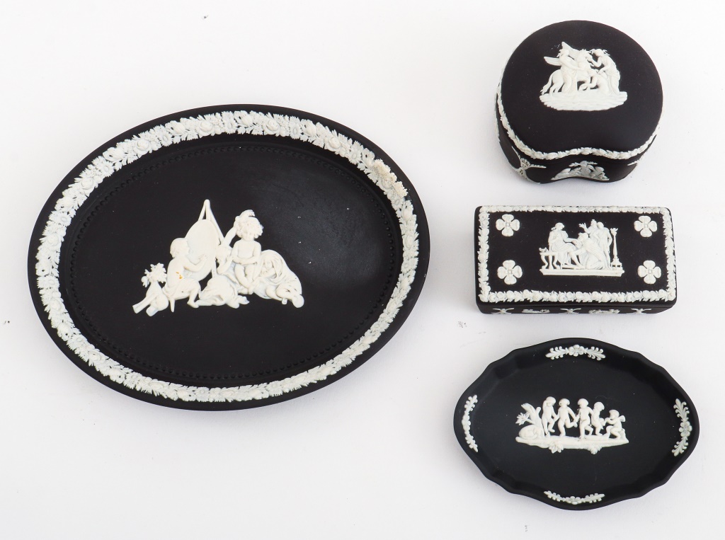 WEDGWOOD BLACK JASPERWARE TABLE