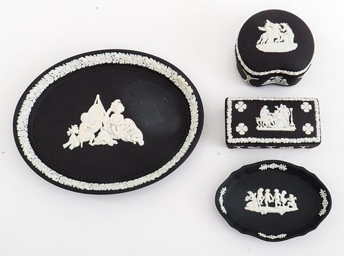 WEDGWOOD BLACK JASPERWARE TABLE