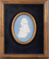 WEDGWOOD BLUE AND WHITE OVAL M