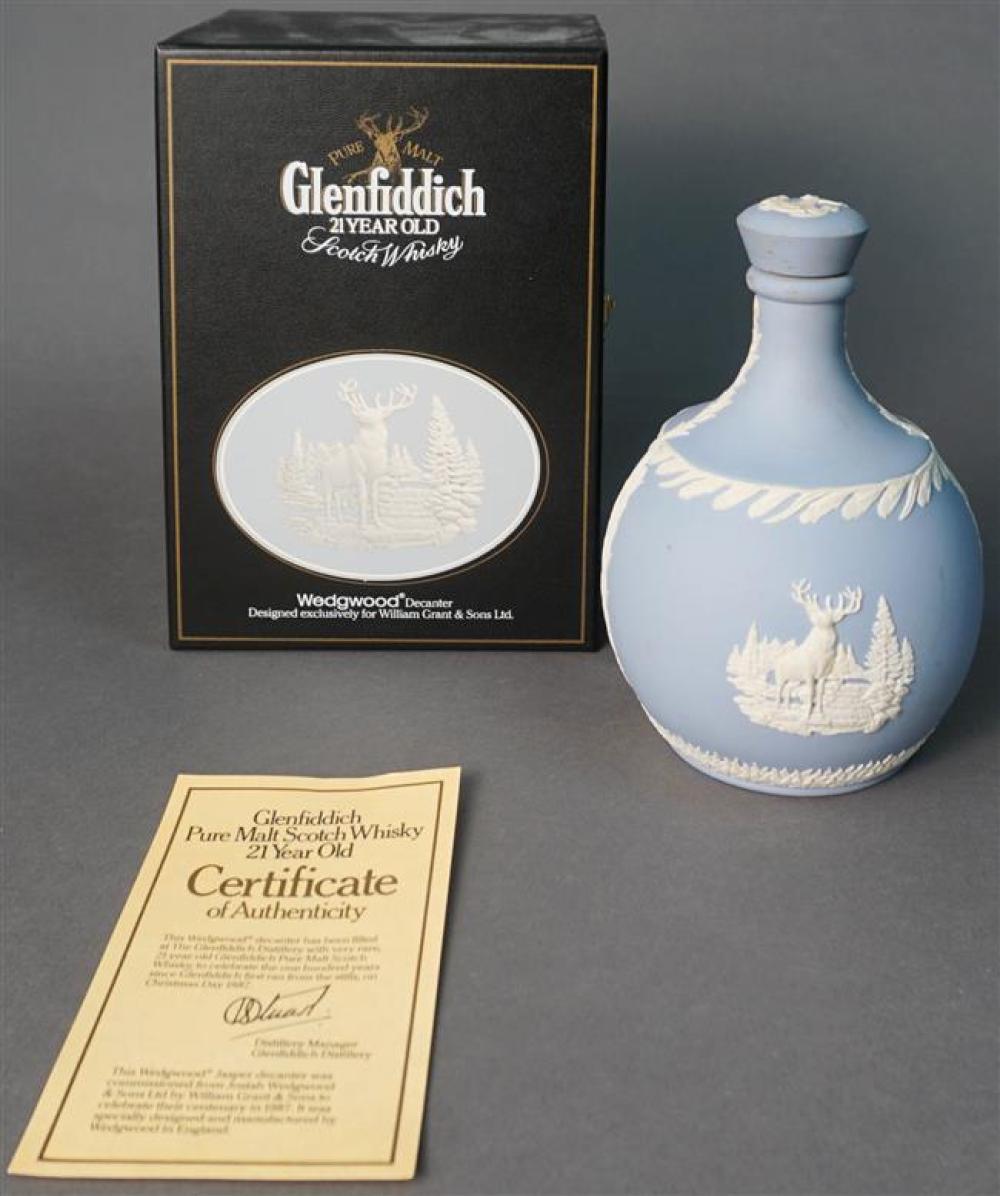 WEDGWOOD BLUE JASPERWARE DECANTER