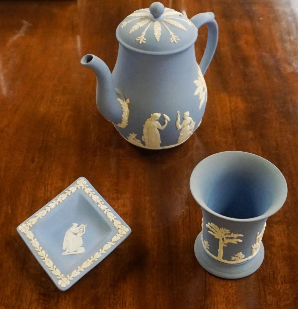 WEDGWOOD BLUE JASPERWARE TEAPOT,