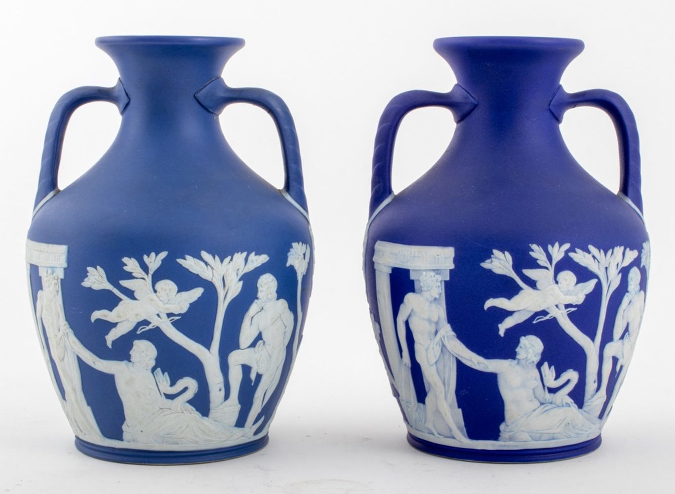 WEDGWOOD BLUE JASPERWARE VASES