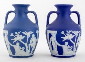 WEDGWOOD BLUE JASPERWARE VASES