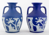 WEDGWOOD BLUE JASPERWARE VASES