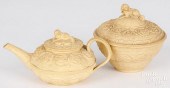 WEDGWOOD CANEWARE TEAPOT AND S
