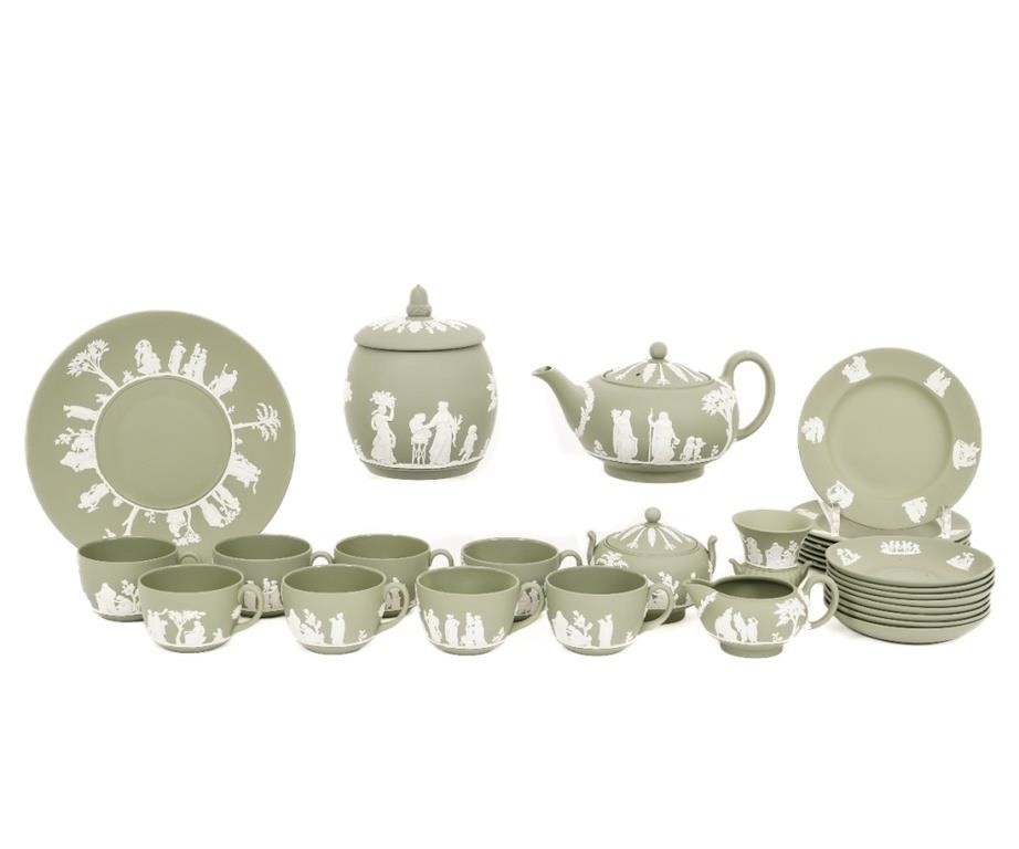Wedgwood cream on green