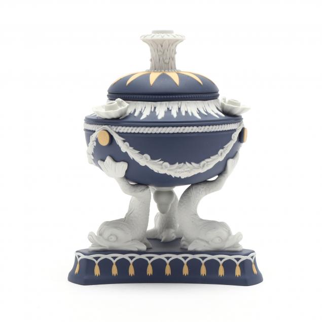 WEDGWOOD DOLPHIN TRIPOD LAMP,