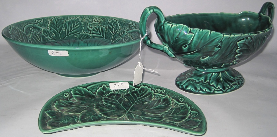 Wedgwood Green Leaf Majolica Two