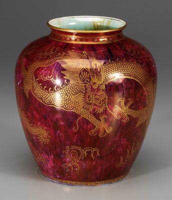 Wedgwood lustre dragon jar, mottled