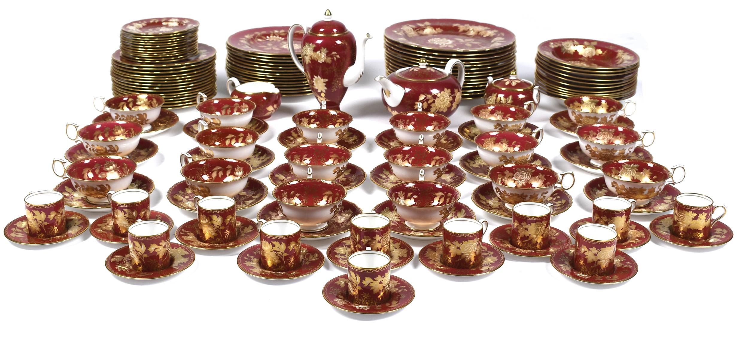 WEDGWOOD TONQUIN RUBY CHINA SET.