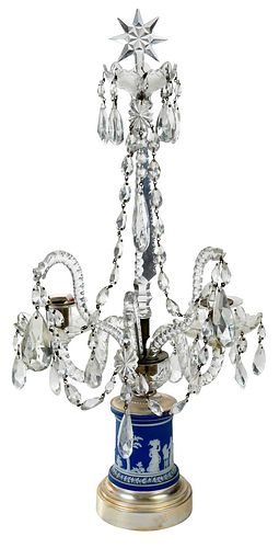 WEDGWOOD TWO LIGHT AND CRYSTAL