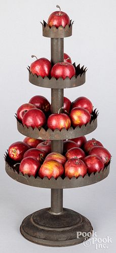 WEIGHTED TIN TIERED CENTERPIECE,