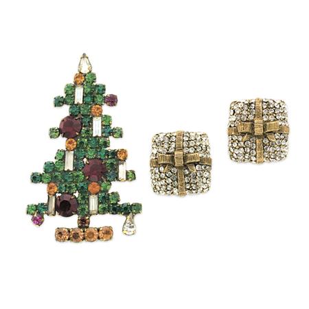 Weiss Christmas Tree Brooch and