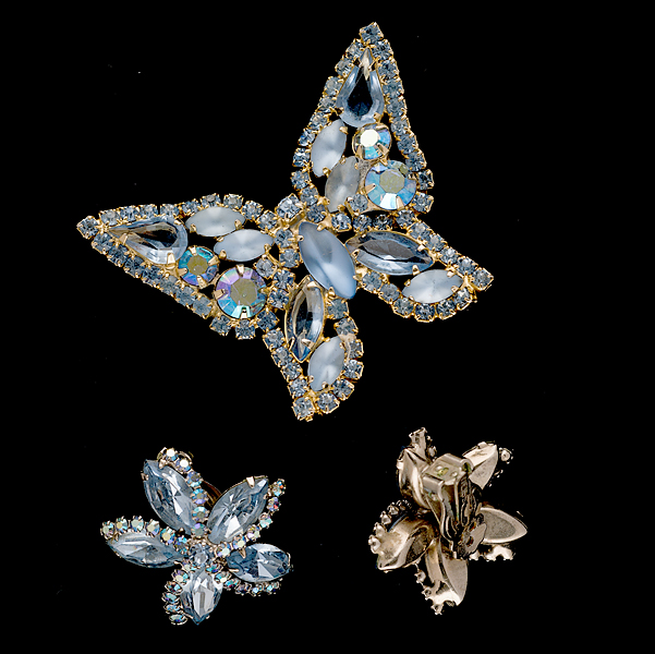 Weiss Ear Clips and Brooch A