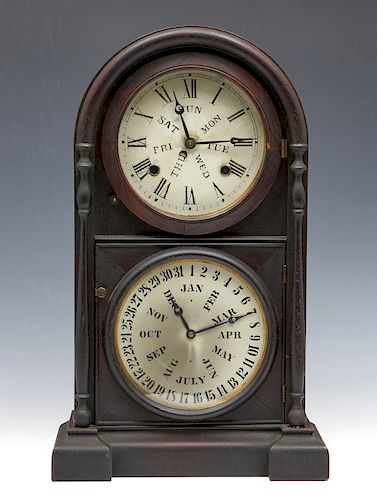 WELCH DOUBLE DIAL CALENDAR MANTEL