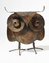 WELDED BRASS OWL SIGNED C. JER