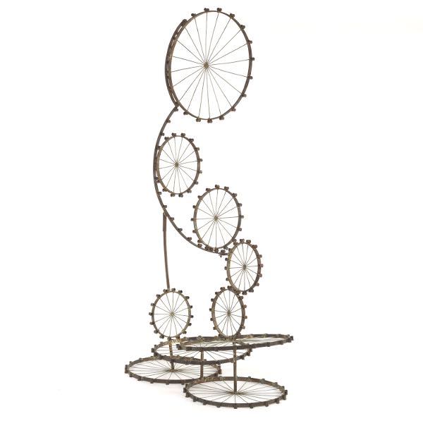 WELDED METAL WHEELS SCULPTURE 63" x