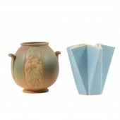 WELLER ART POTTERY 2PC. GROUP: