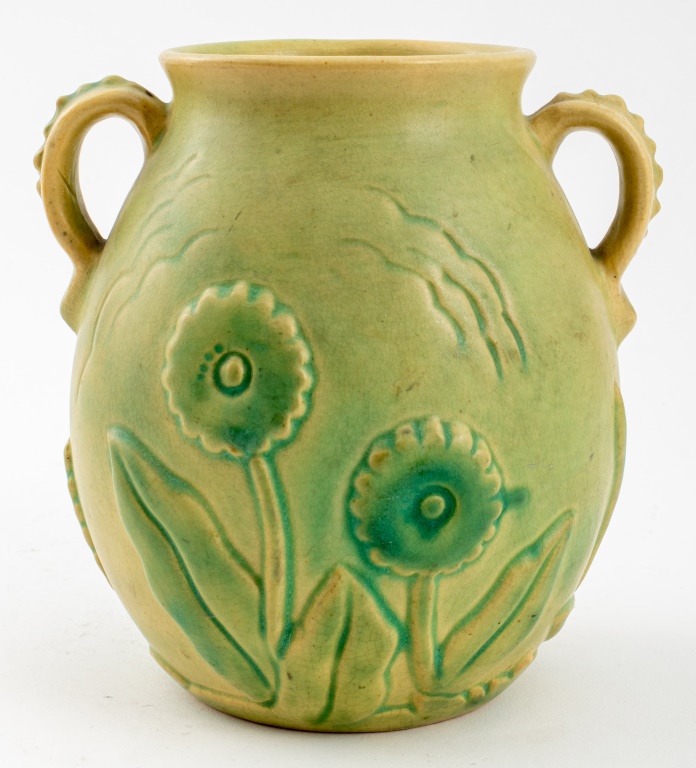 WELLER ART POTTERY "IRIS" VASE, CA.