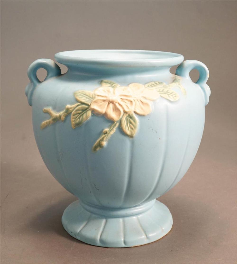 WELLER BLUE GLAZED TWO HANDLE