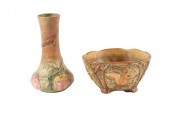 WELLER FLEMISH VASE AND WOODCR