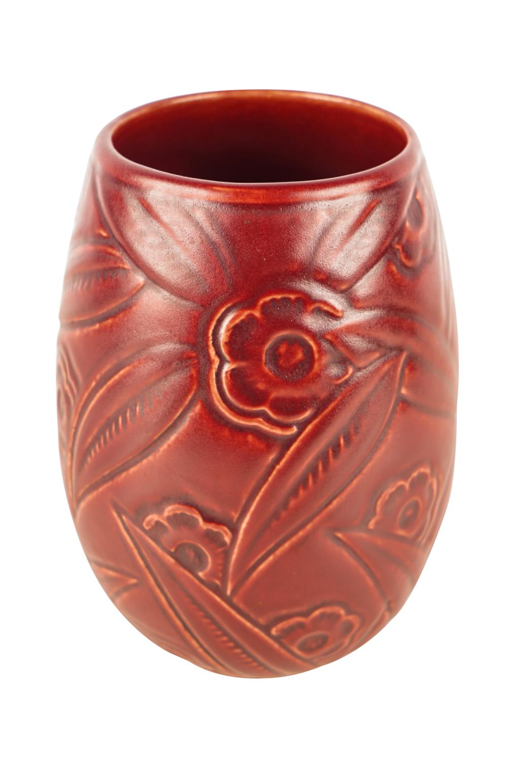 WELLER FLORAL VASEwith red glaze