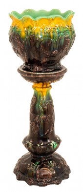 WELLER MAJOLICA JARDINIERE AND