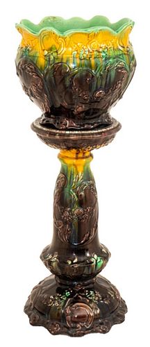 WELLER MAJOLICA JARDINIERE AND