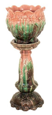 WELLER MAJOLICA JARDINIERE AND