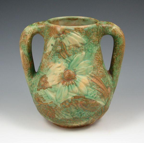 Weller Silvertone handled vase with