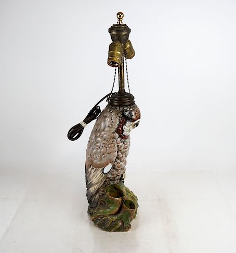 WELLER-STYLE OWL LAMP WITH GLASS