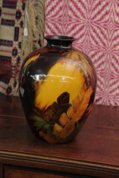 WELLER VASE. Bulbous form  Aur