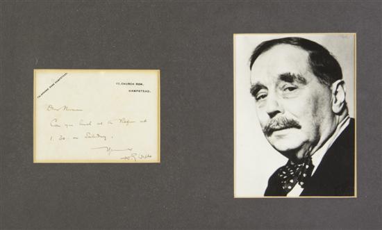 *WELLS H. G. Autographed note