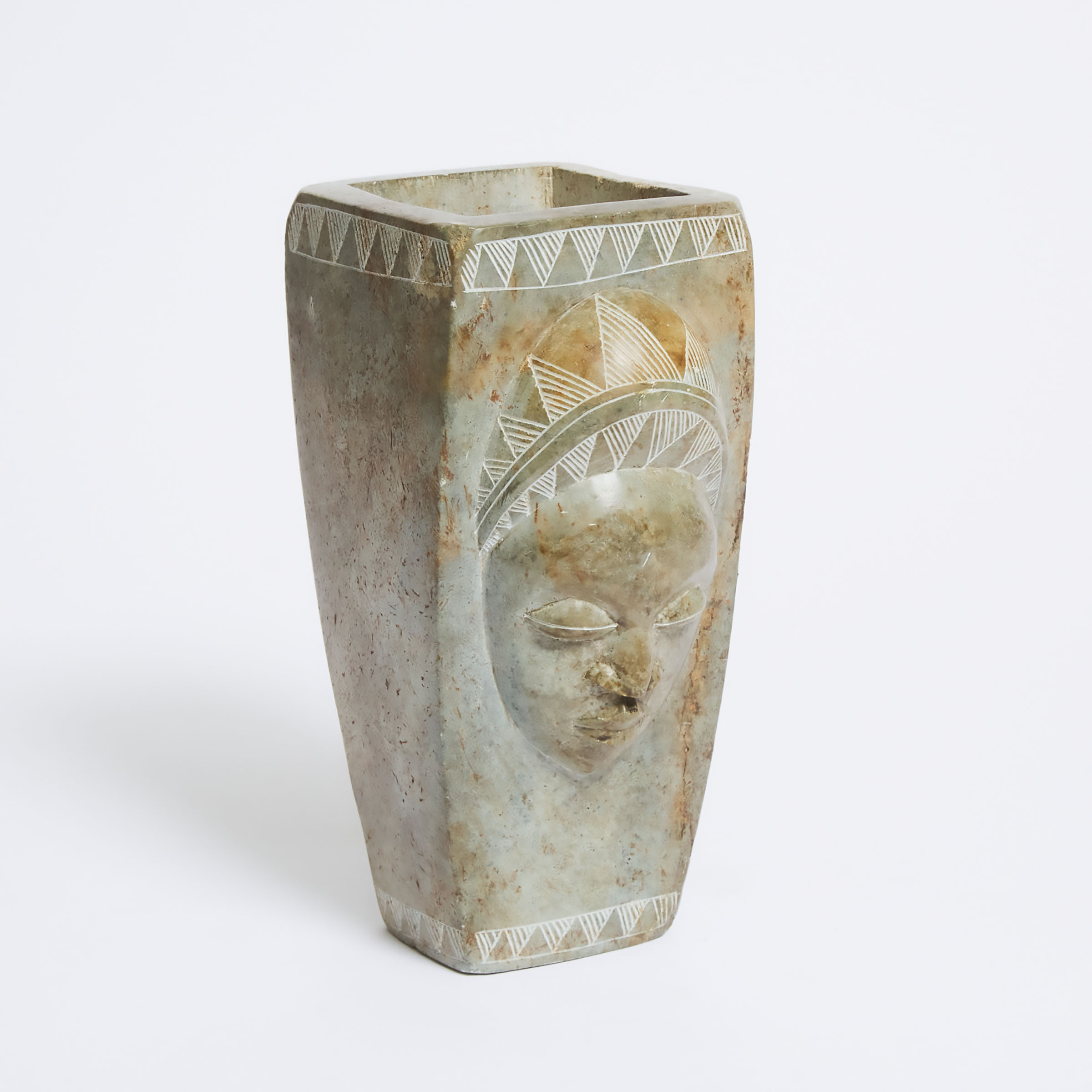 West African Carved Stone Vase,