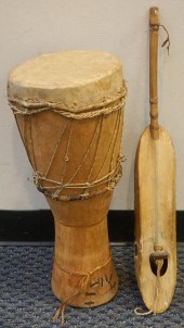 WEST AFRICAN CARVED WOOD DRUM