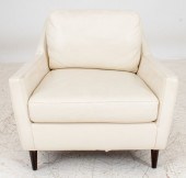 WEST ELM WHITE LEATHER UPHOLST