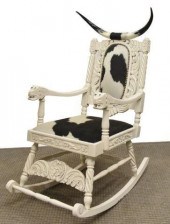 WESTERN CARVED HORN & COWHIDE