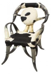 WESTERN COWHIDE COVERED HORN F