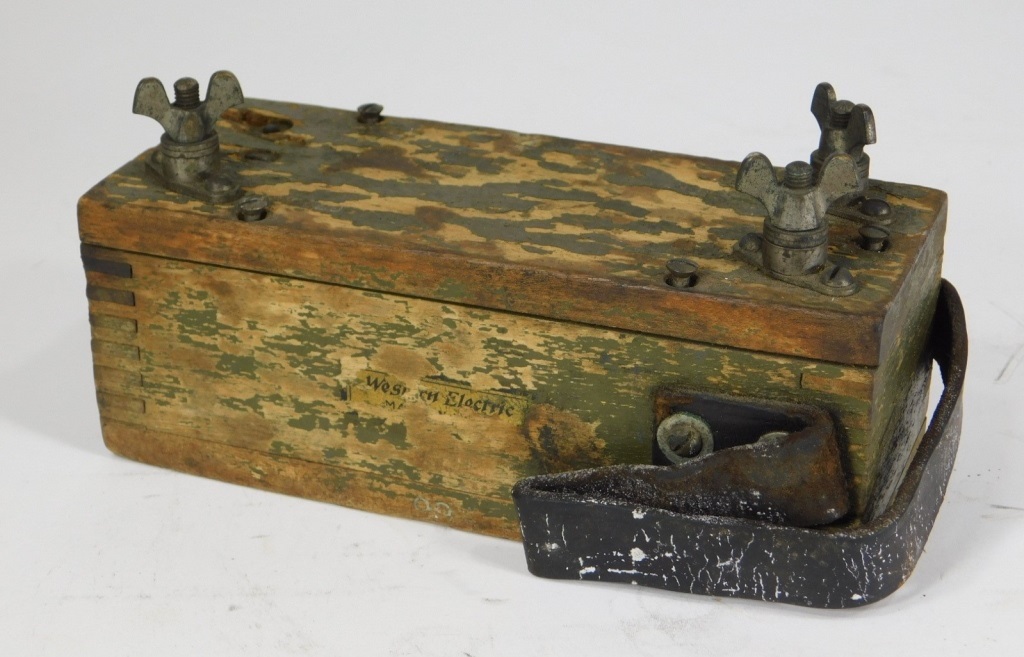 WESTERN ELECTRIC GREEN PAINTED WOOD