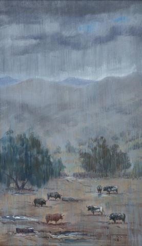 WESTERN PAINTING CATTLE IN