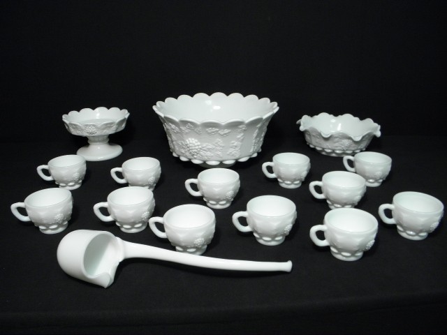Westmoreland white milk glass punch