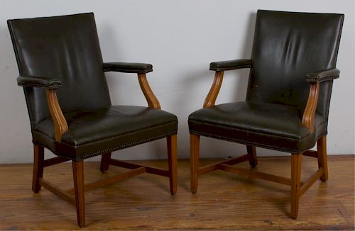 W.H. GUNLOCKE LEATHER ARMCHAIRS,