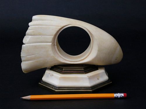 WHALE IVORY AND BRONZE MOUNTED