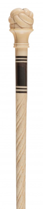 WHALE IVORY AND WHALEBONE CANE
