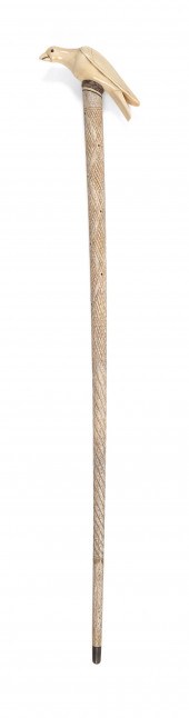 WHALE IVORY AND WHALEBONE CANE