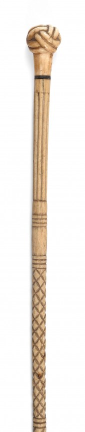 WHALE IVORY AND WHALEBONE CANE