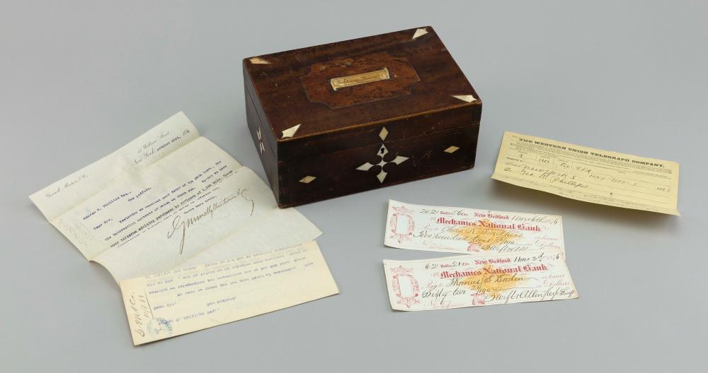 WHALE IVORY-INLAID WOODEN BOX