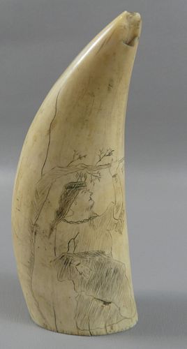 WHALE TOOTH - SCRIMSHAW NATIVE
