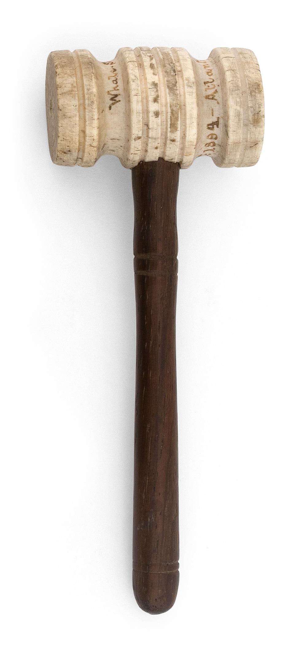 WHALEBONE AND MAHOGANY GAVEL WITH